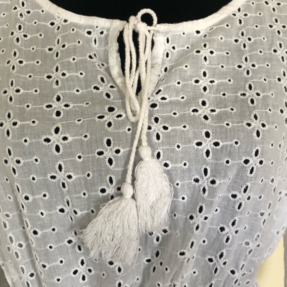 NWT Passport 100% cotton bohemian festival eyelet fabric peplum top size large - Picture 8 of 9